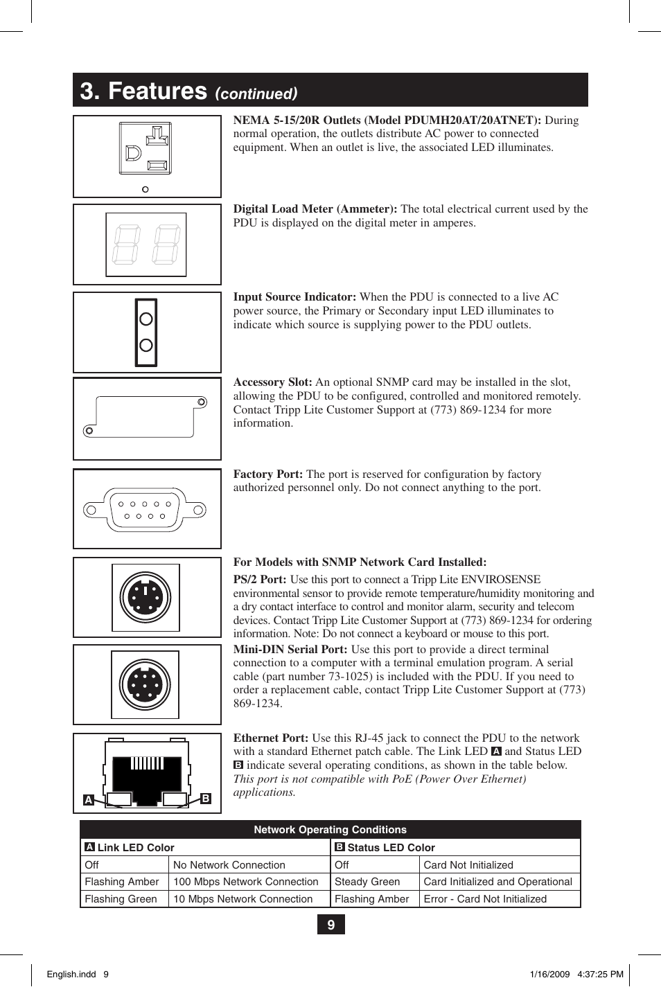 Features, Continued) | Tripp Lite PDUMH20ATNET User Manual | Page 9 / 12