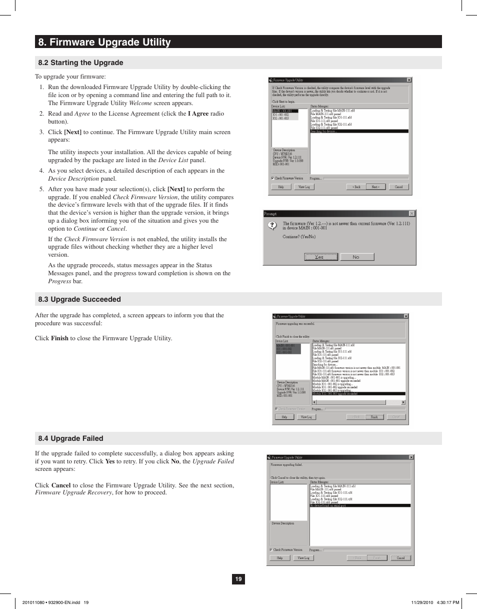 Firmware upgrade utility | Tripp Lite RACKMOUNT B020-U16-19-K User Manual | Page 19 / 22