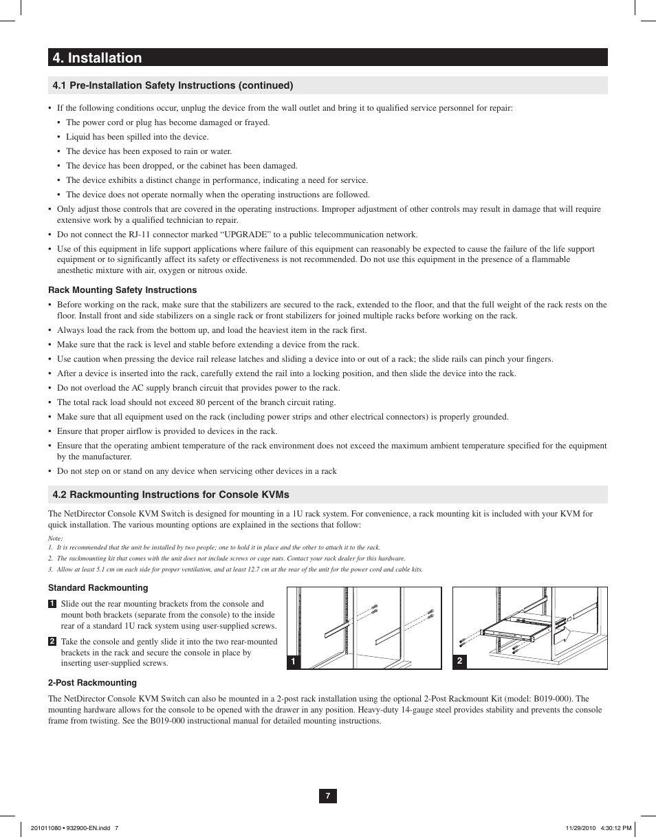 Installation | Tripp Lite RACKMOUNT B020-U16-19-K User Manual | Page 7 / 22