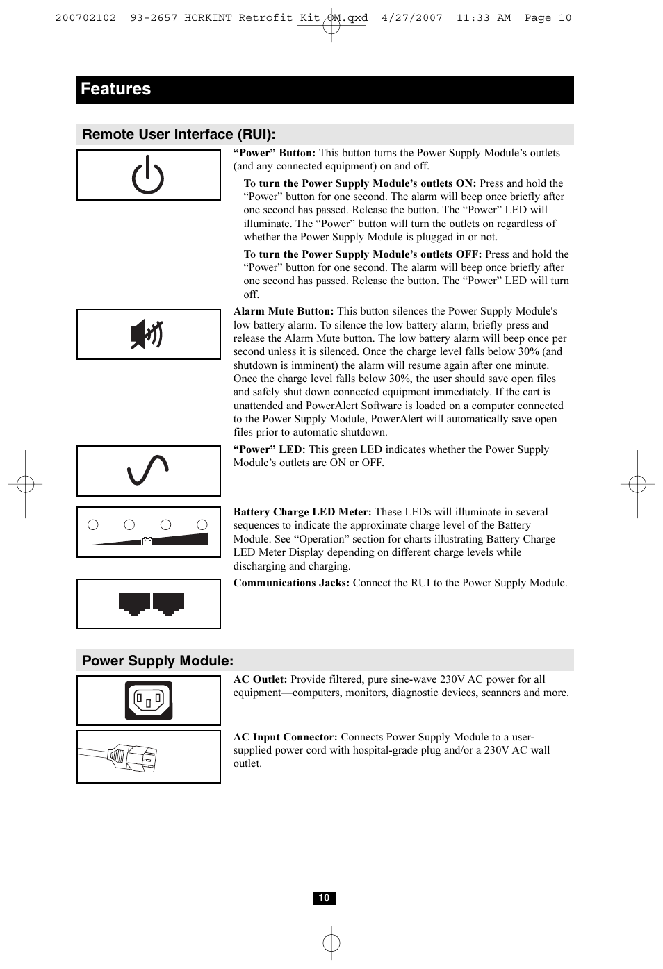 Features | Tripp Lite HCRK-INT User Manual | Page 10 / 16