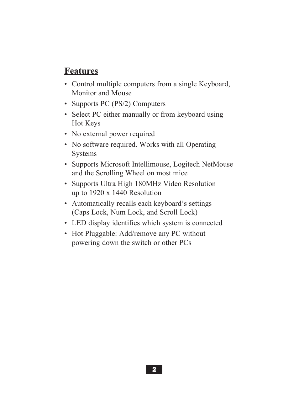 Features | Tripp Lite B004-002 Series User Manual | Page 2 / 52