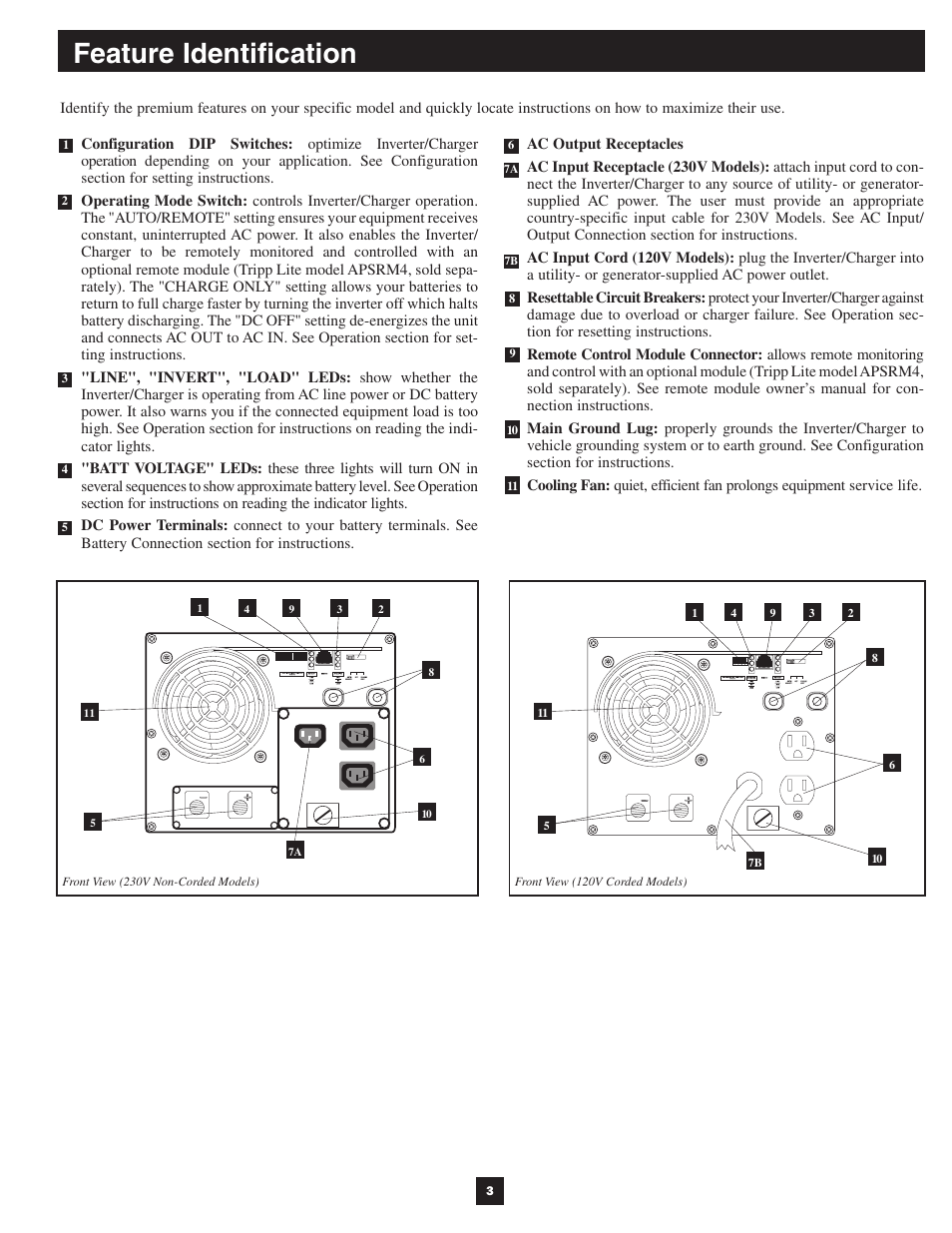 Feature identification | Tripp Lite PowerVerter 200812163 User Manual | Page 3 / 12