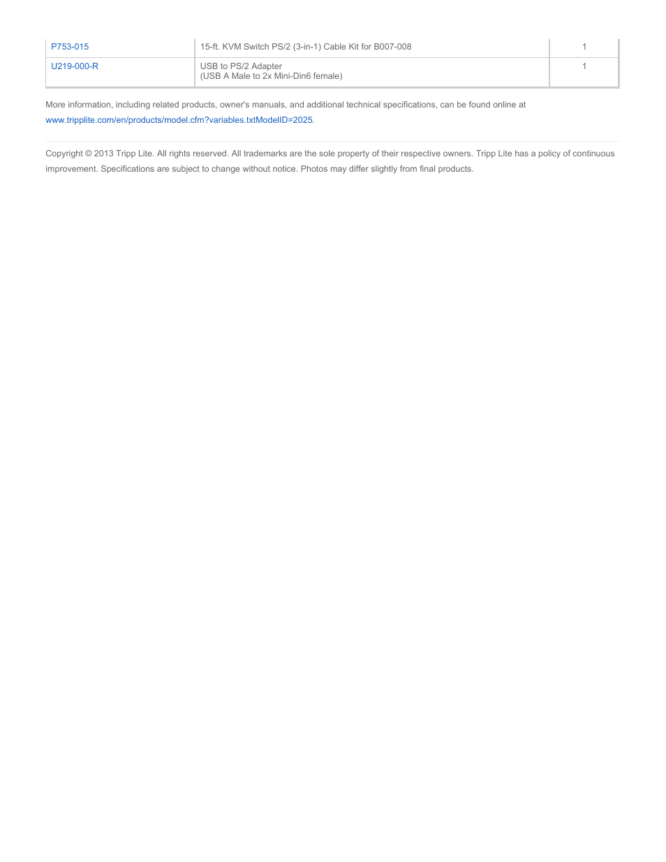 Tripp Lite B007-008 User Manual | Page 3 / 3