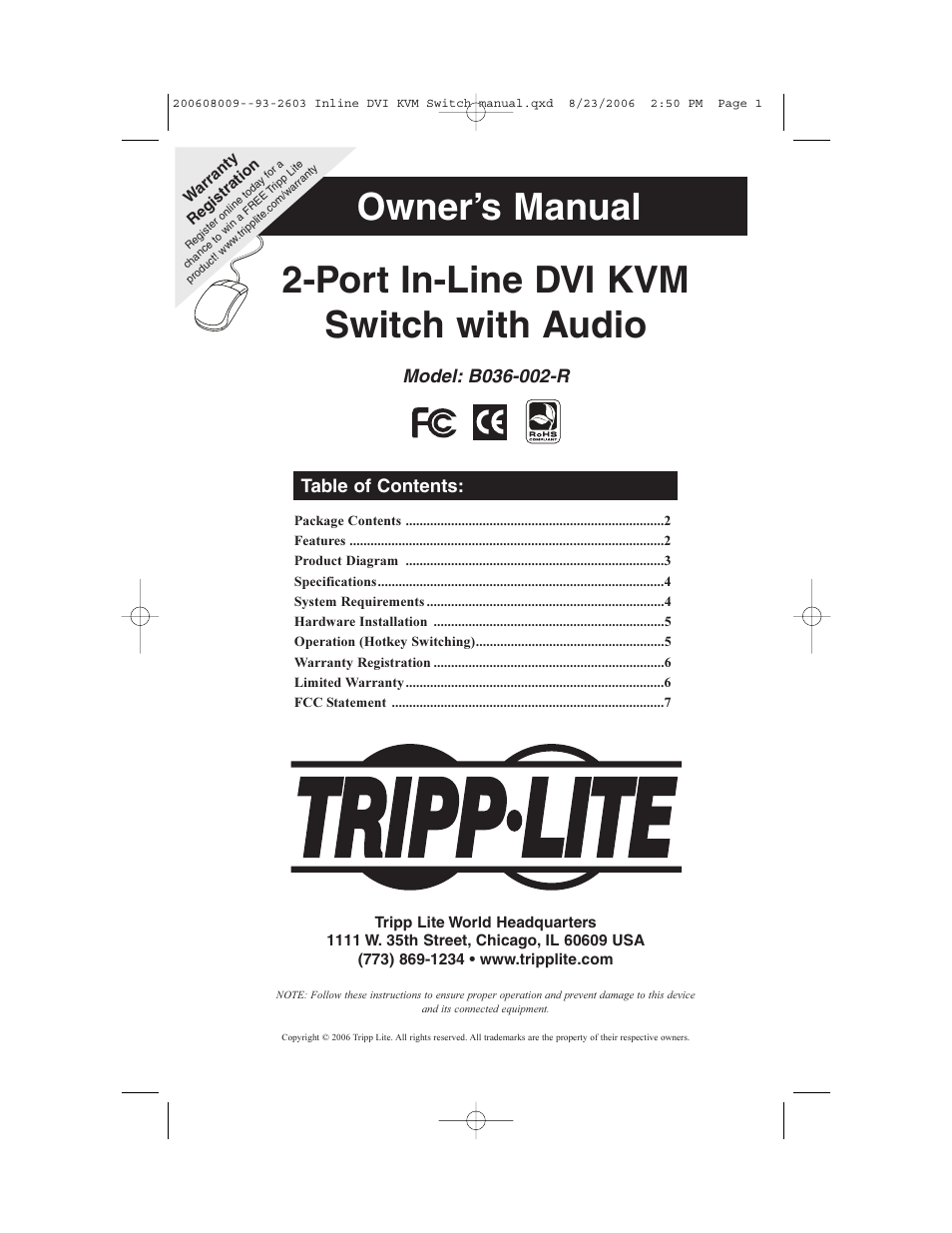 Tripp Lite B036-002-R User Manual | 8 pages