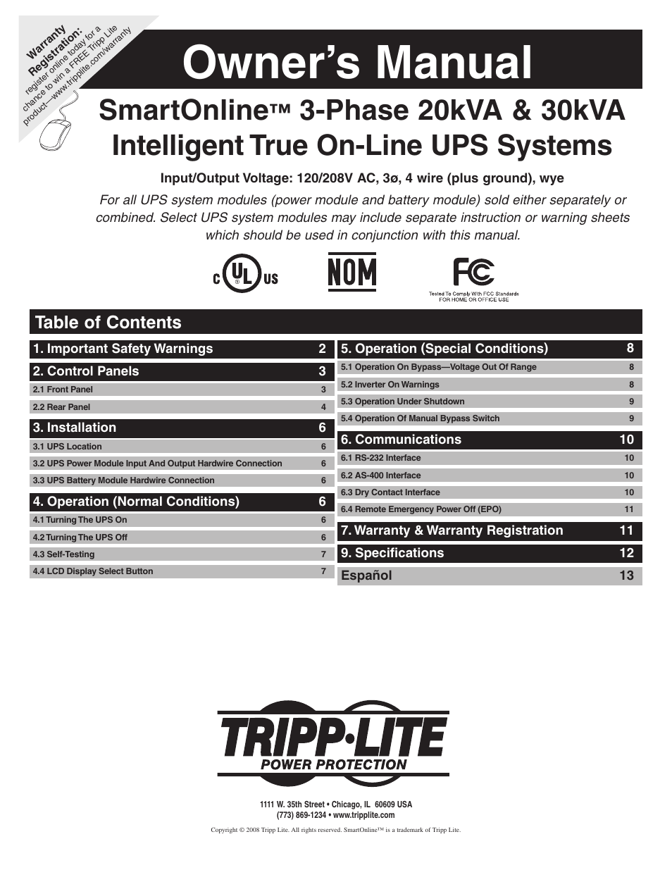 Tripp Lite 30kVA User Manual | 12 pages