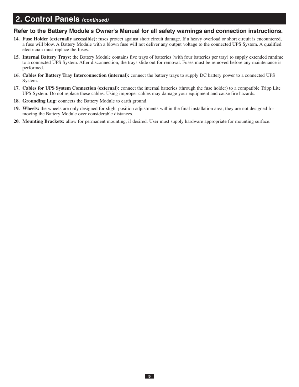 Control panels | Tripp Lite 30kVA User Manual | Page 5 / 12