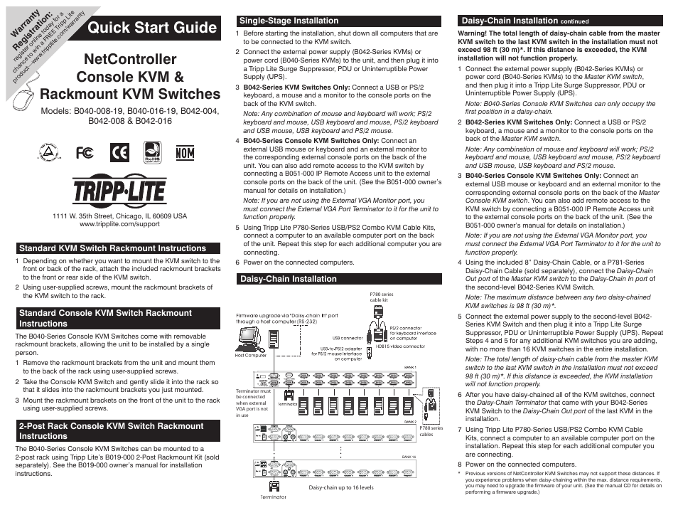 Tripp Lite B040-016-19 User Manual | 2 pages