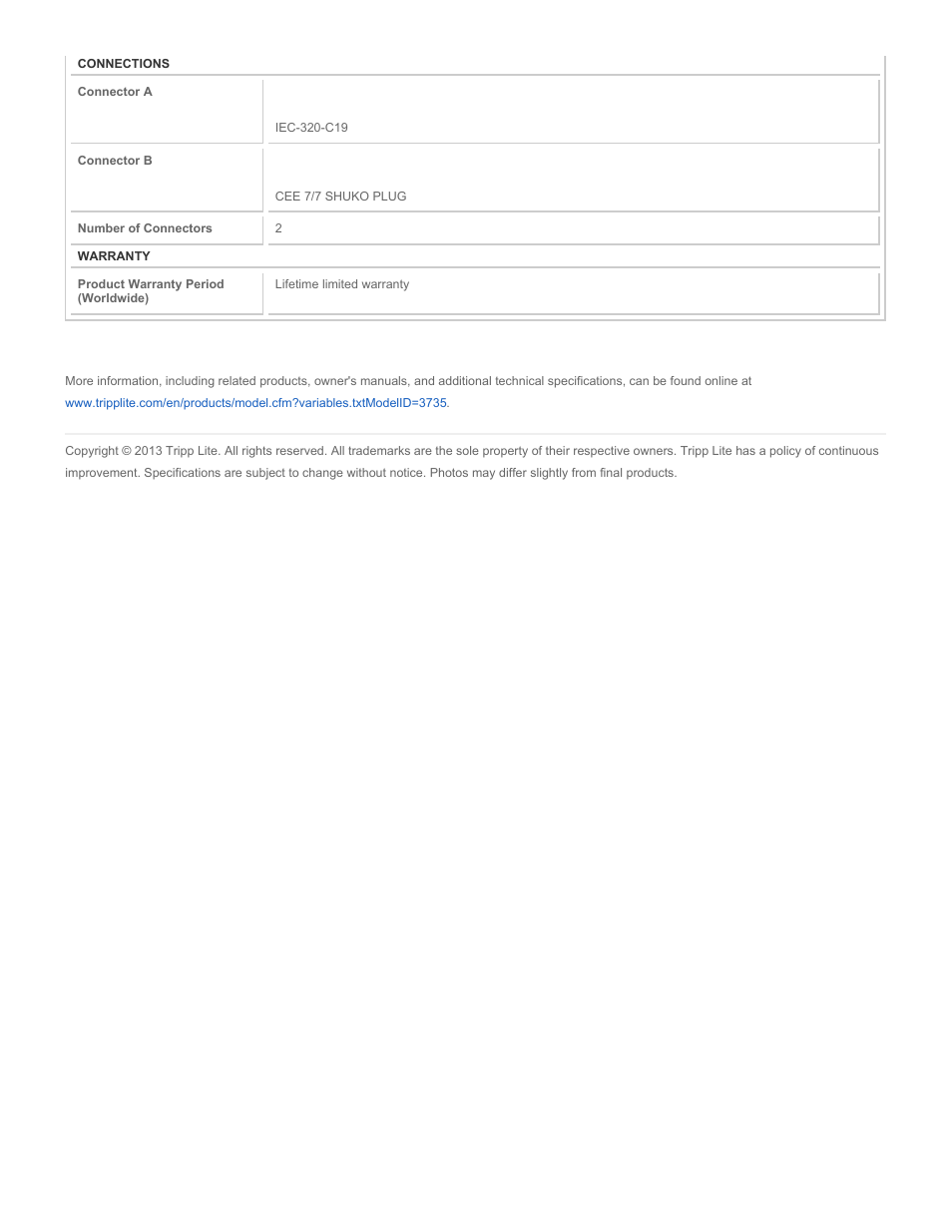 Tripp Lite P050-008 User Manual | Page 2 / 2