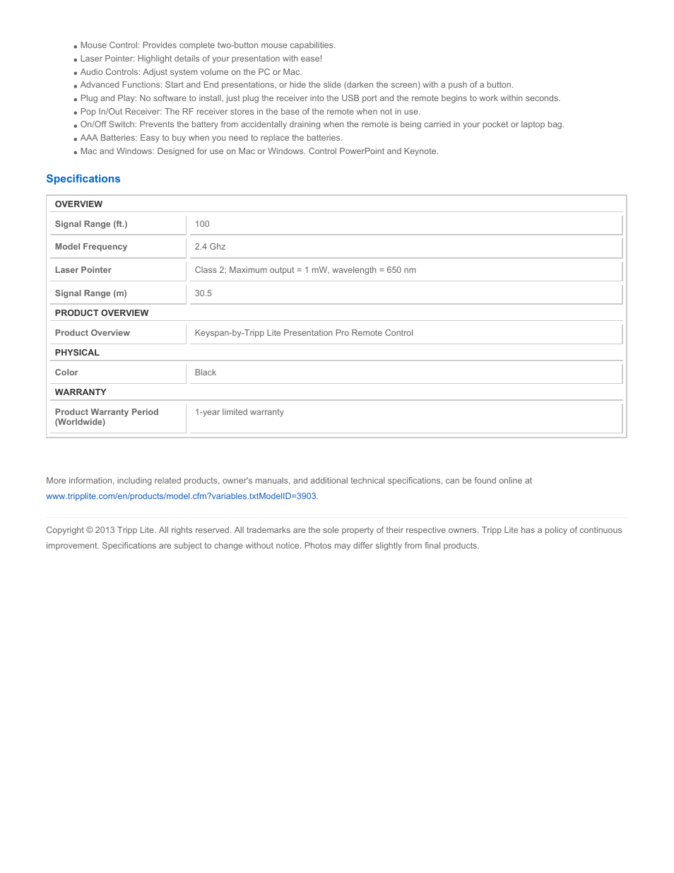 Tripp Lite PR-PRO3 User Manual | Page 2 / 2