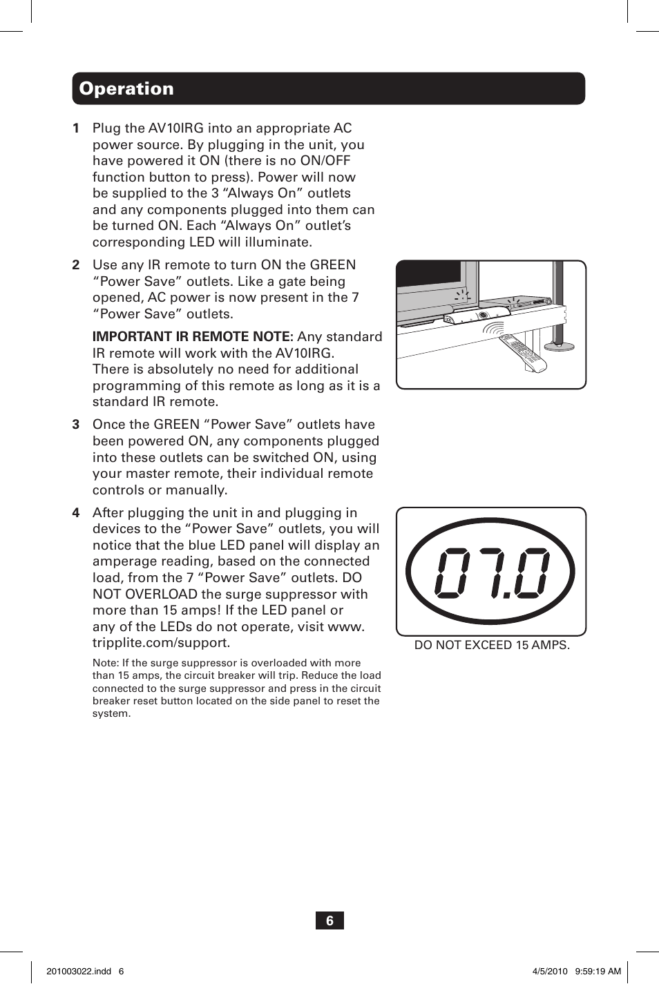 Operation | Tripp Lite ECO-SURGE AV10IRG User Manual | Page 6 / 8