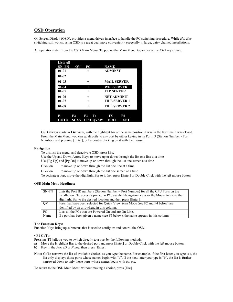 Osd operation | Tripp Lite KVM B005-008 User Manual | Page 11 / 45