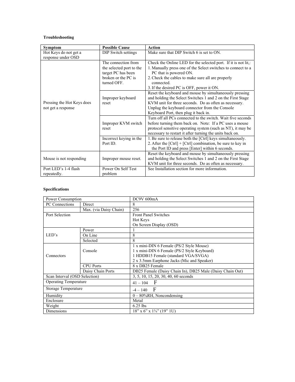 See installation section for more information | Tripp Lite KVM B005-008 User Manual | Page 16 / 45