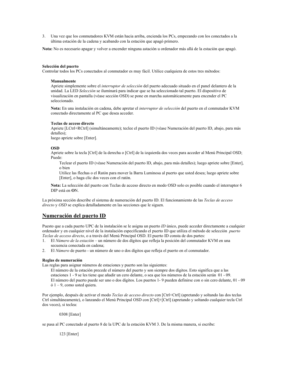 Numeración del puerto id | Tripp Lite KVM B005-008 User Manual | Page 22 / 45