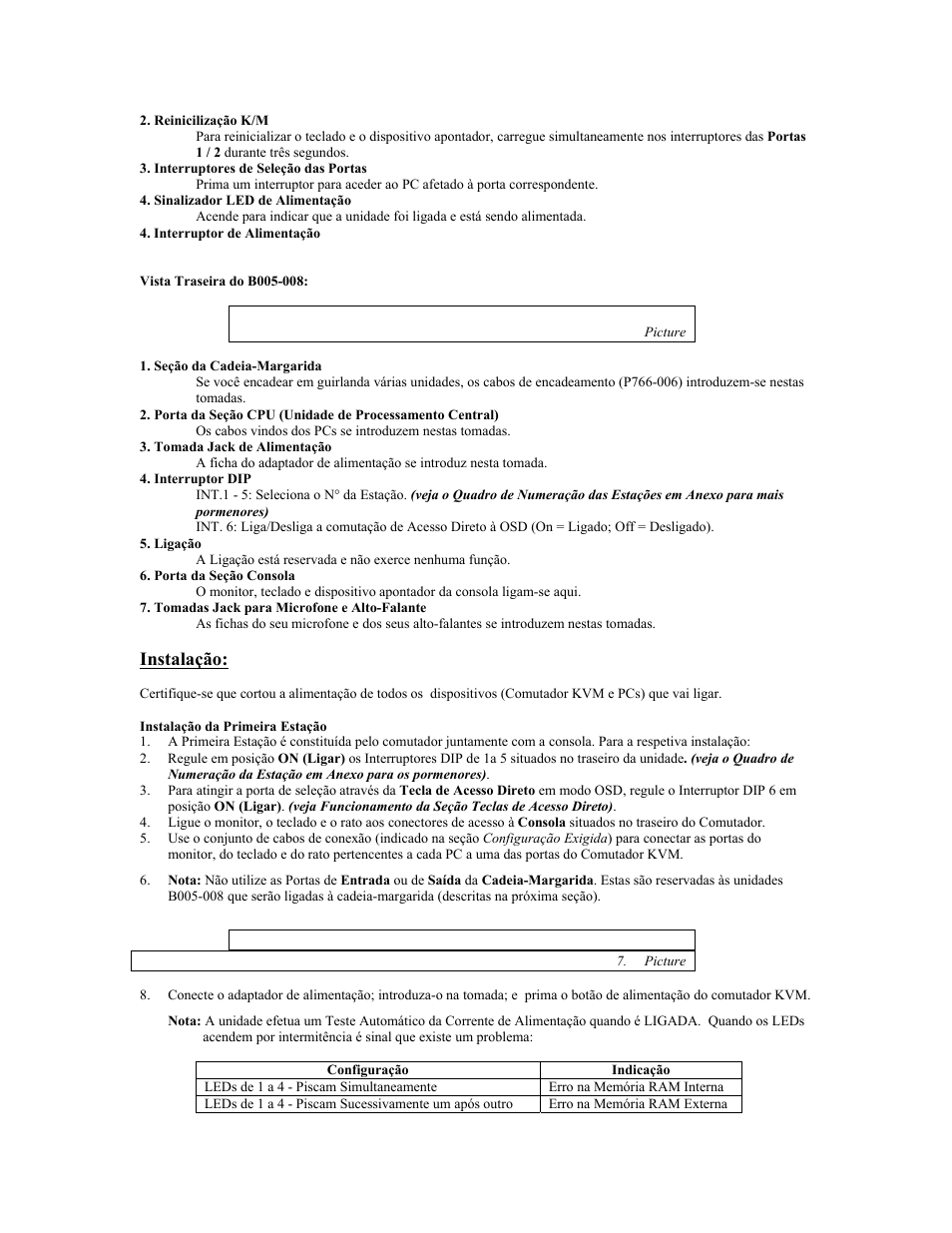 Picture, Instalação | Tripp Lite KVM B005-008 User Manual | Page 34 / 45