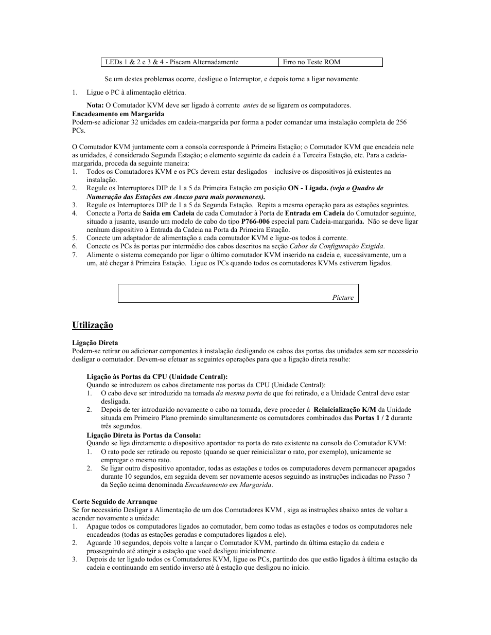 Picture, Utilização, Ligação direta | Tripp Lite KVM B005-008 User Manual | Page 35 / 45