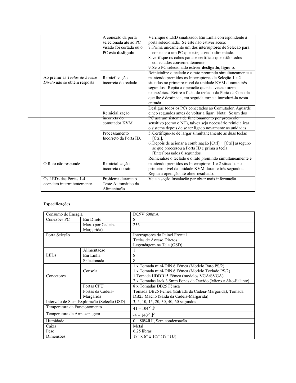 Veja a seção instalação par obter mais informa | Tripp Lite KVM B005-008 User Manual | Page 44 / 45