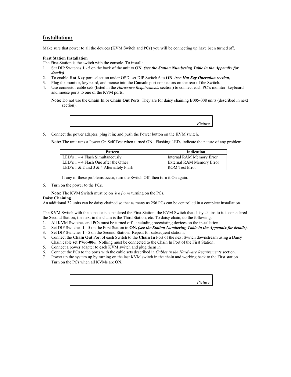 Picture, Installation | Tripp Lite KVM B005-008 User Manual | Page 7 / 45