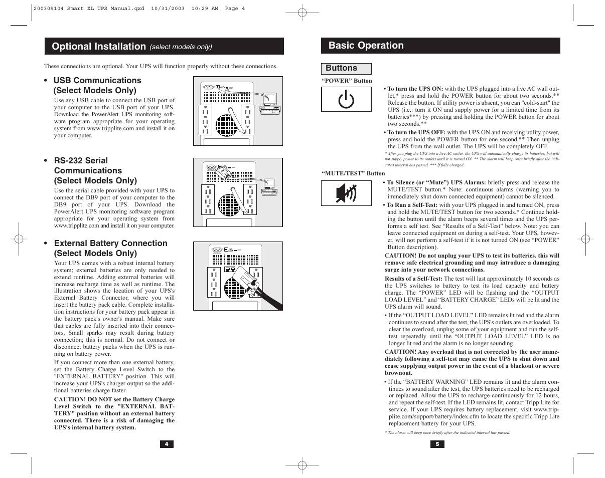 Basic operation, Optional installation | Tripp Lite UL1778 User Manual | Page 3 / 6