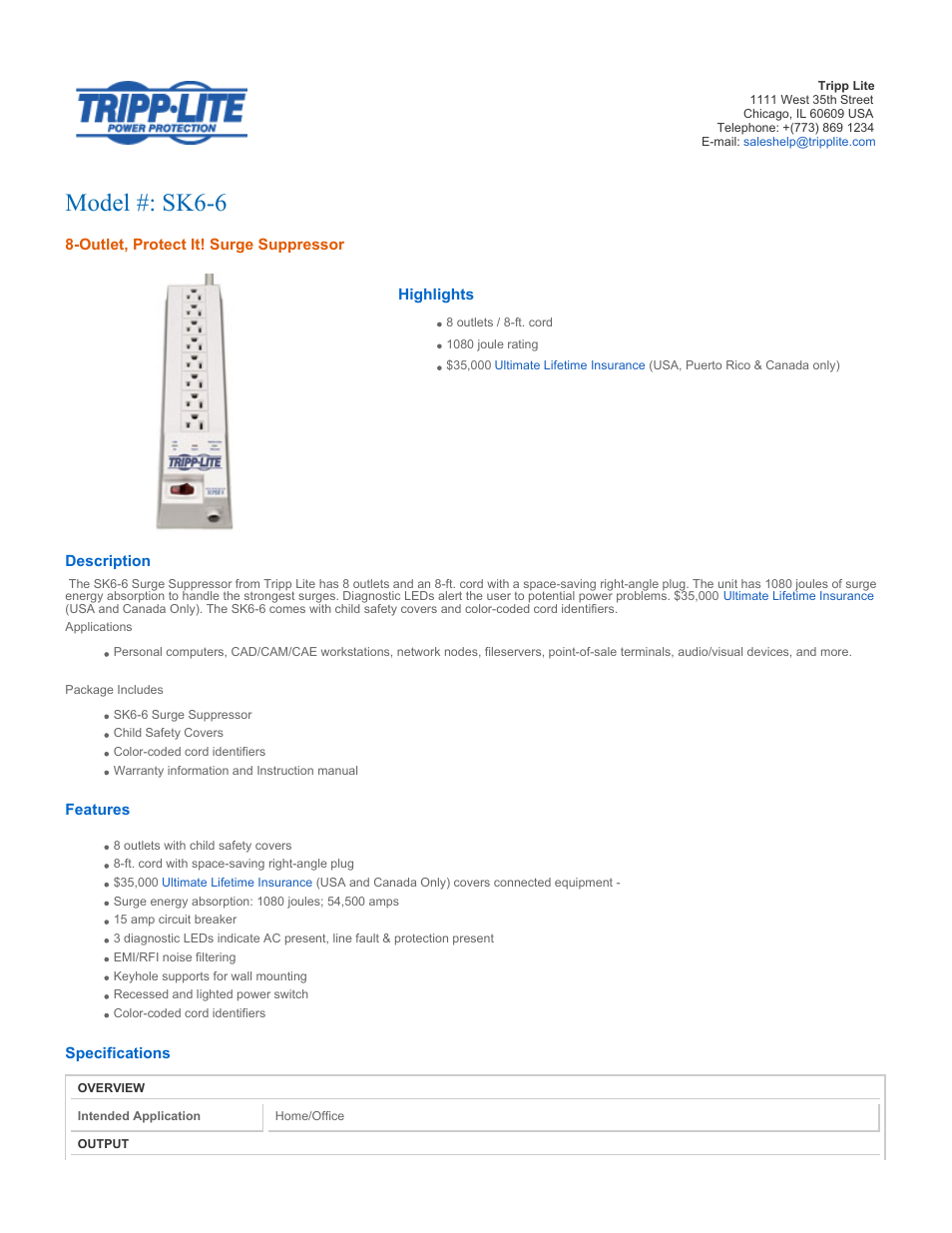 Tripp Lite SK6-6 User Manual | 3 pages