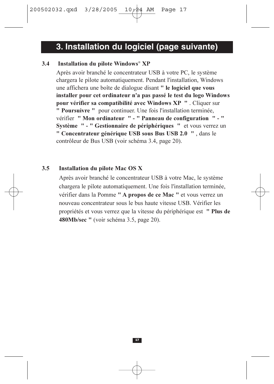 Installation du logiciel (page suivante) | Tripp Lite U225-004-R User Manual | Page 17 / 20