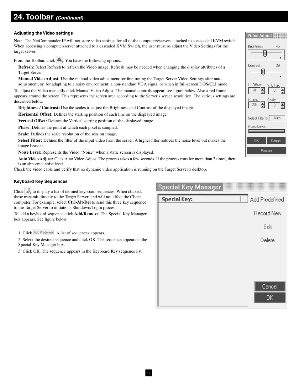 Toolbar | Tripp Lite NetCommander B070-016-19-IP User Manual | Page 16 / 30