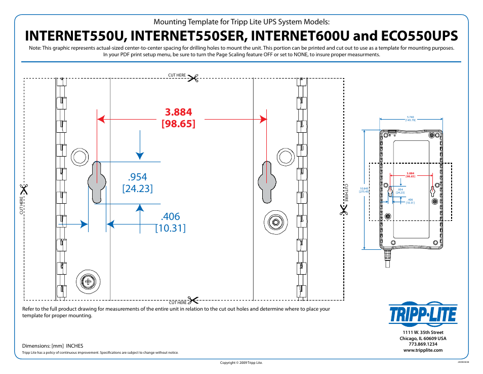 Tripp Lite INTERNET600U User Manual | 1 page