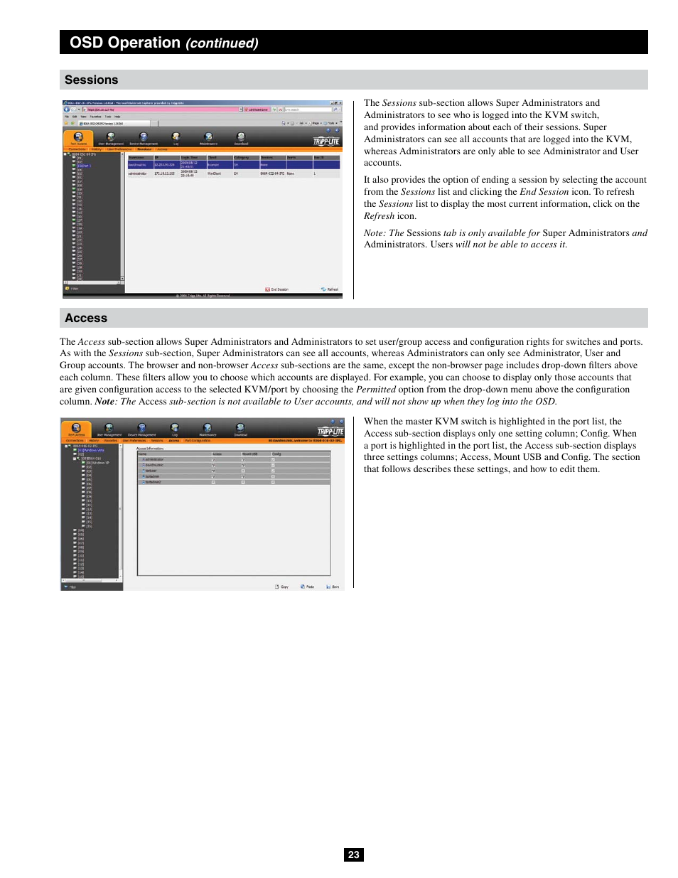 Osd operation | Tripp Lite B064-032-04-IPG User Manual | Page 23 / 81