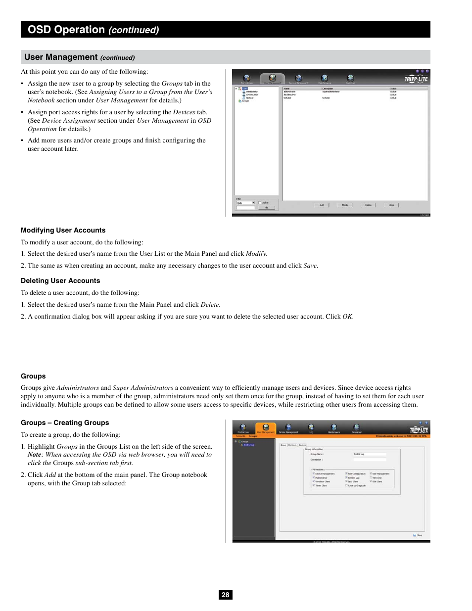 Osd operation, Continued) | Tripp Lite B064-032-04-IPG User Manual | Page 28 / 81
