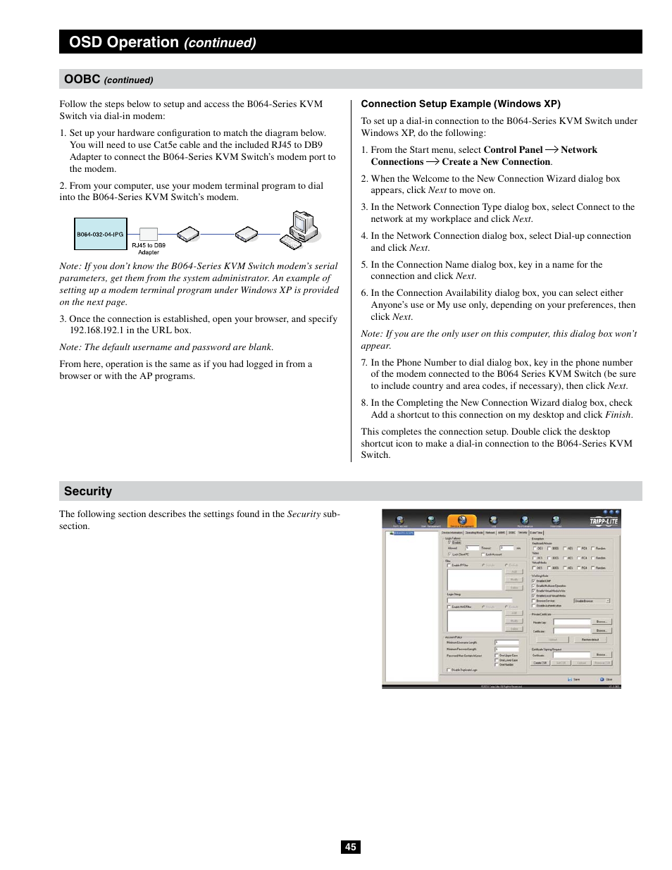 Osd operation, Continued) | Tripp Lite B064-032-04-IPG User Manual | Page 45 / 81