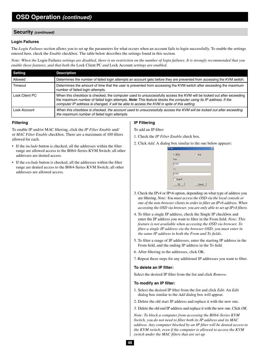 Osd operation, Continued) | Tripp Lite B064-032-04-IPG User Manual | Page 46 / 81