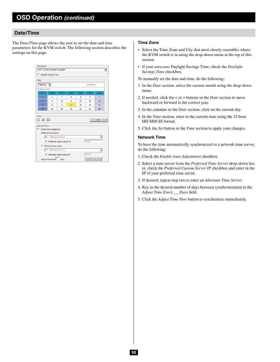 Osd operation, Continued) | Tripp Lite B064-032-04-IPG User Manual | Page 50 / 81