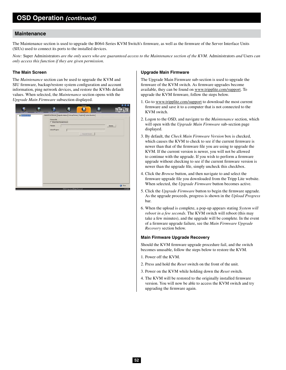 Osd operation, Continued) | Tripp Lite B064-032-04-IPG User Manual | Page 52 / 81