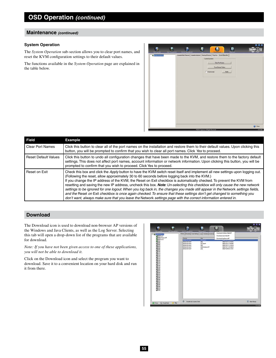 Osd operation, Continued) | Tripp Lite B064-032-04-IPG User Manual | Page 55 / 81