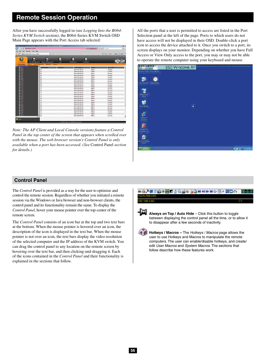 Remote session operation | Tripp Lite B064-032-04-IPG User Manual | Page 56 / 81