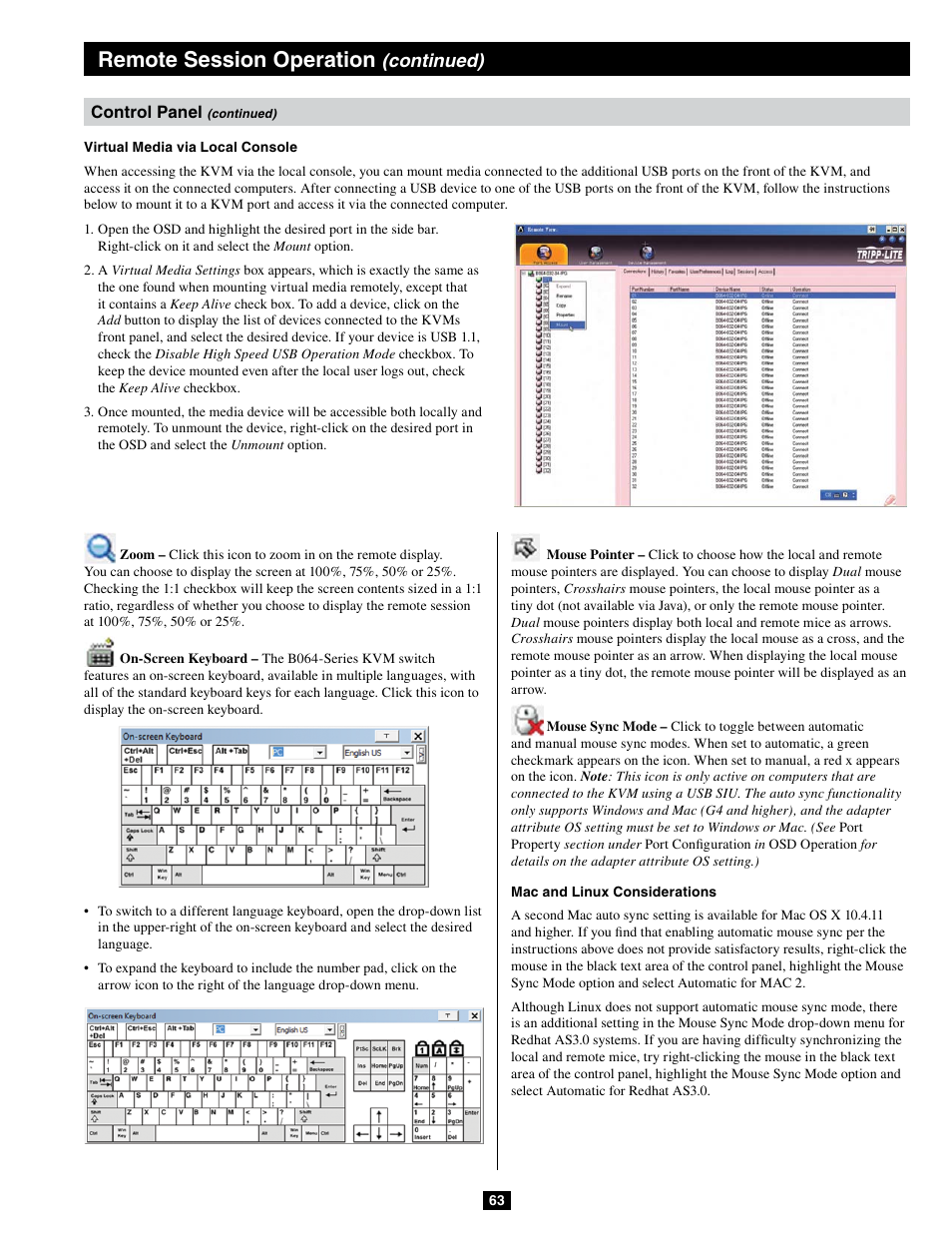 Remote session operation, Continued) | Tripp Lite B064-032-04-IPG User Manual | Page 63 / 81