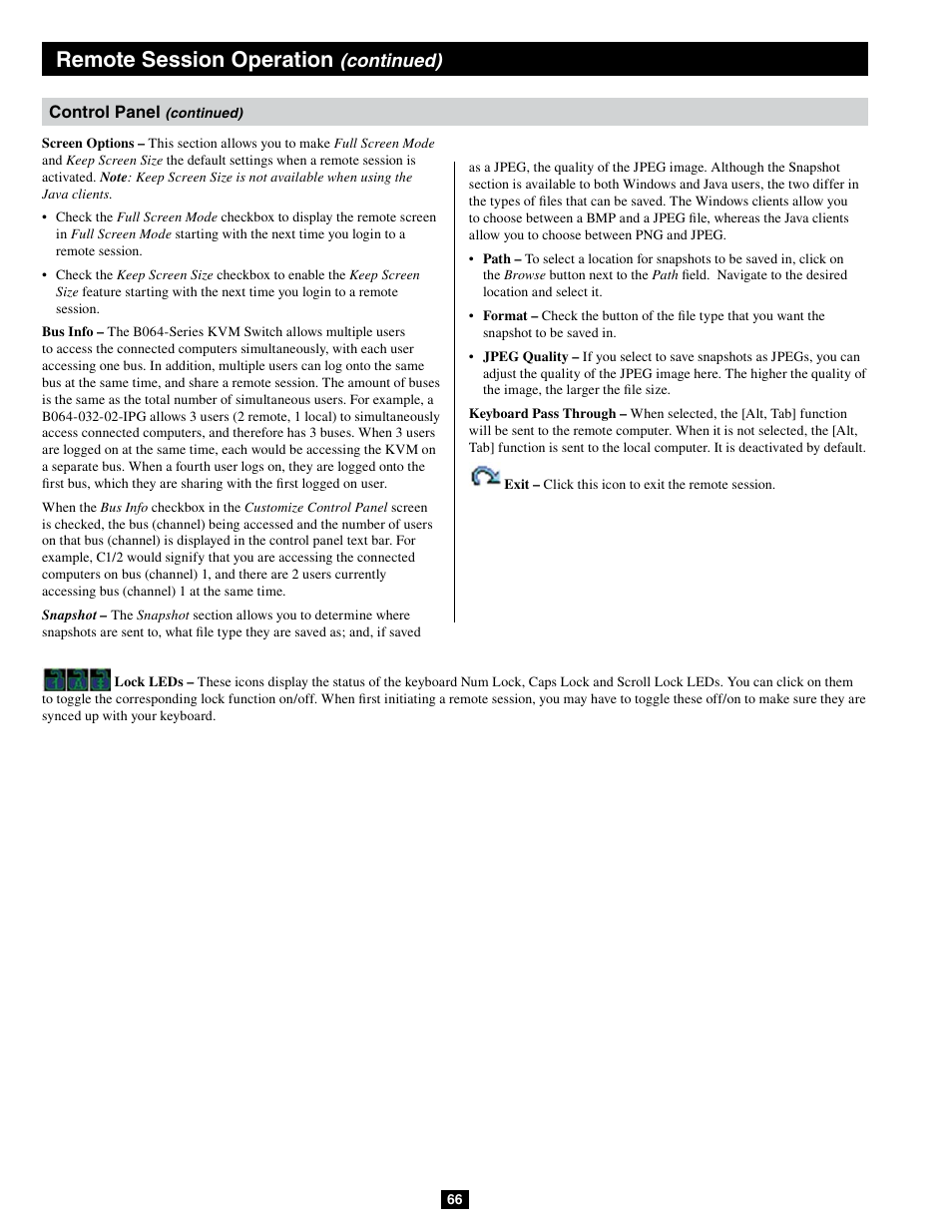 Remote session operation, Continued) | Tripp Lite B064-032-04-IPG User Manual | Page 66 / 81