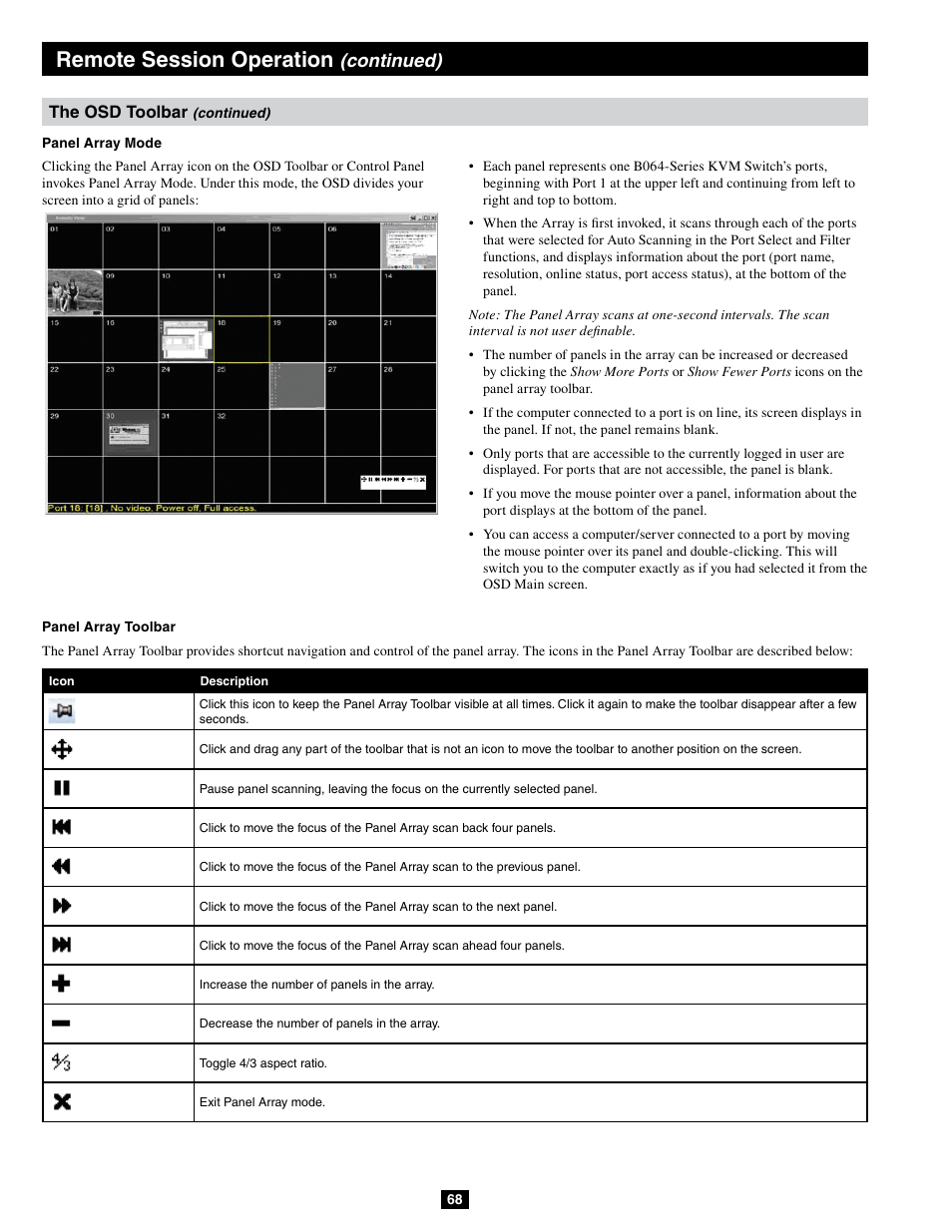 Remote session operation, Continued) | Tripp Lite B064-032-04-IPG User Manual | Page 68 / 81