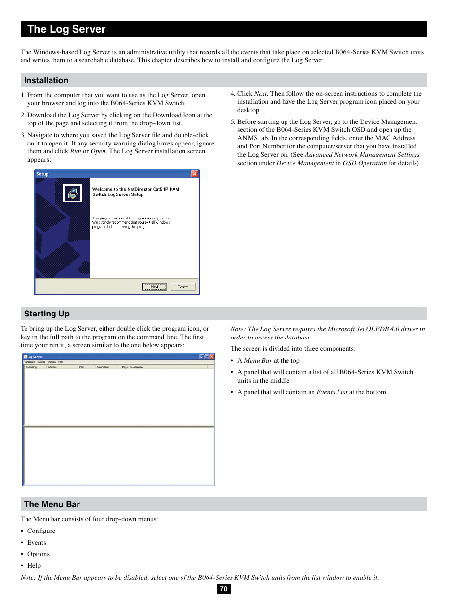 The log server | Tripp Lite B064-032-04-IPG User Manual | Page 70 / 81