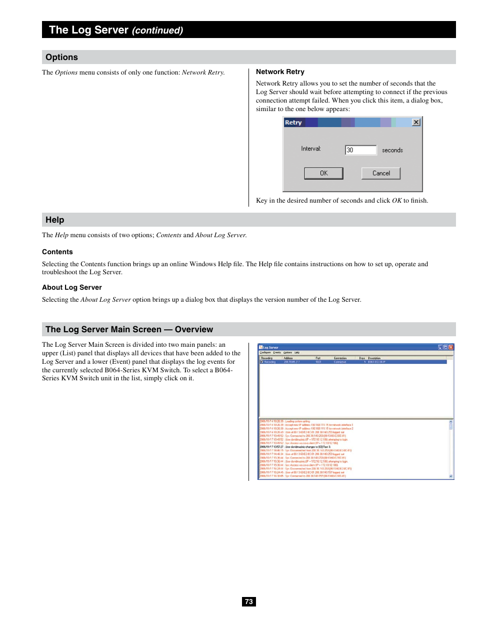 The log server | Tripp Lite B064-032-04-IPG User Manual | Page 73 / 81