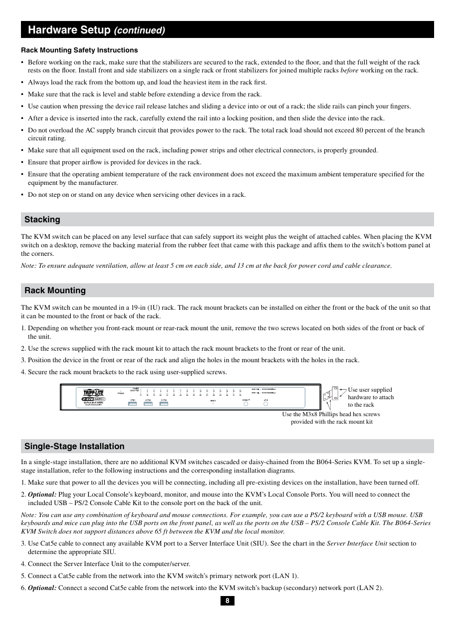 Hardware setup, Continued) | Tripp Lite B064-032-04-IPG User Manual | Page 8 / 81