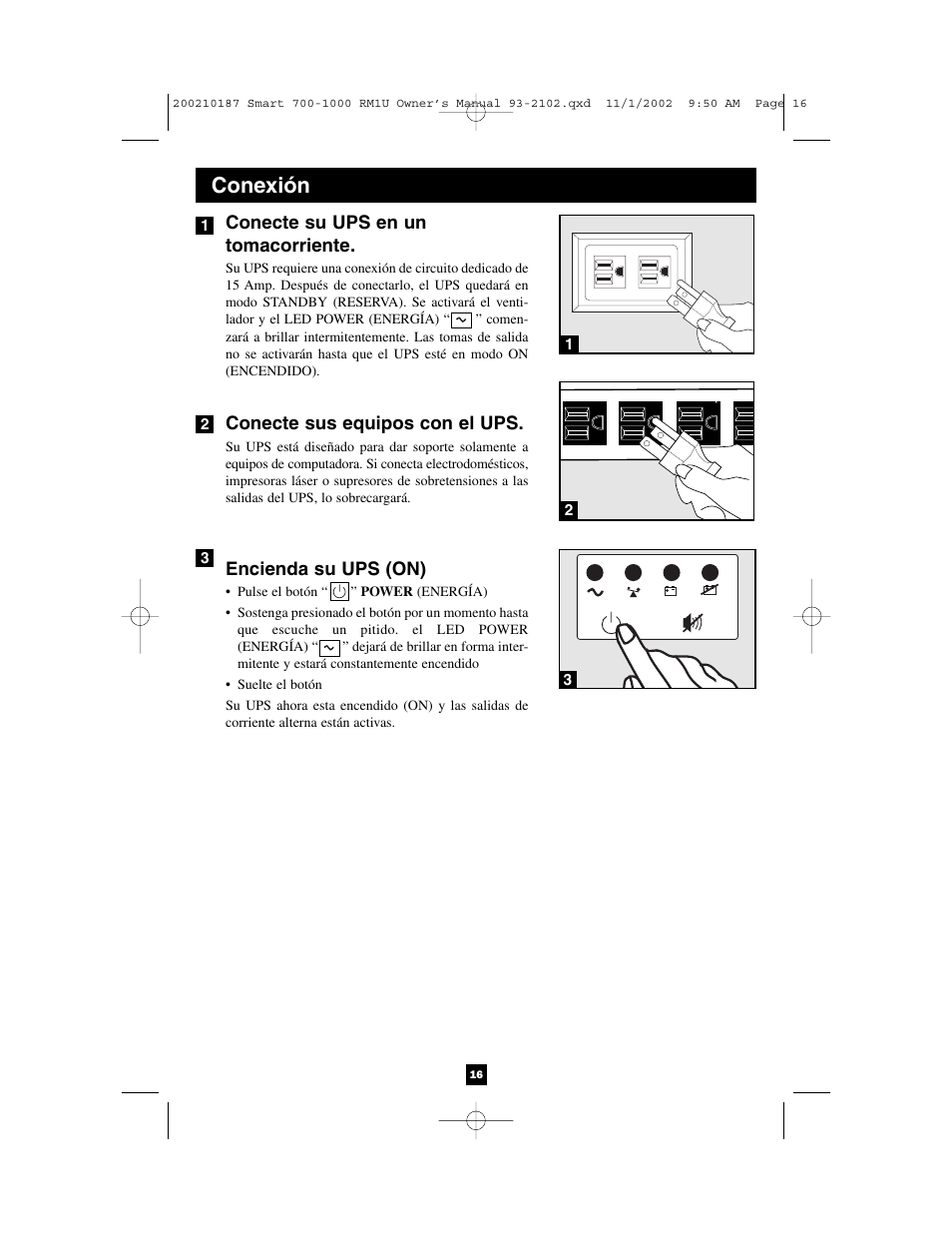 Conexión | Tripp Lite 1000 VA User Manual | Page 16 / 24