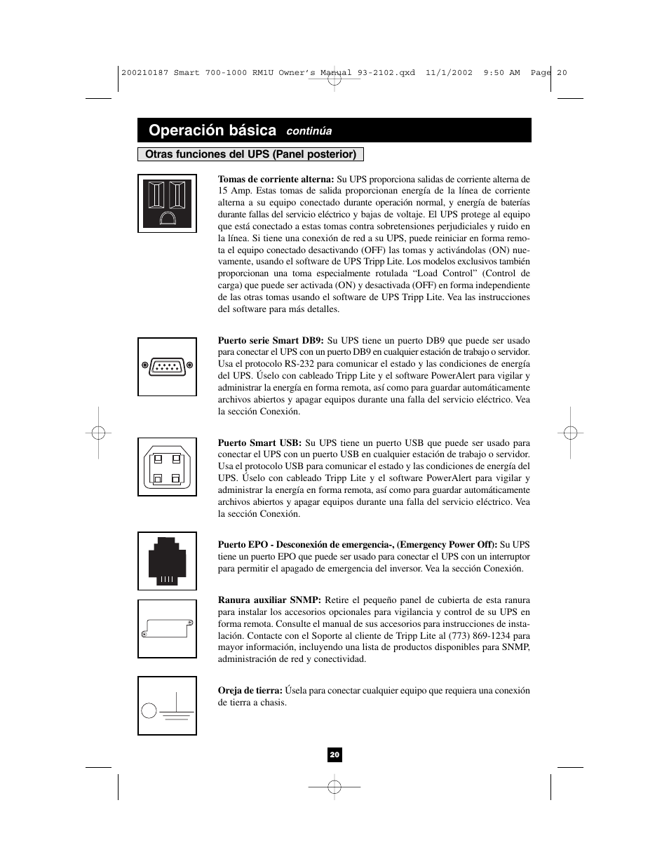 Operación básica | Tripp Lite 1000 VA User Manual | Page 20 / 24