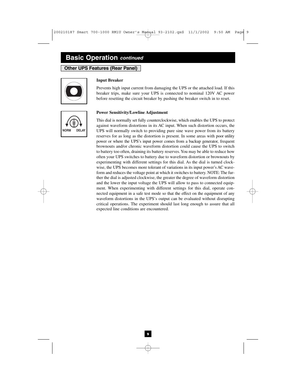 Basic operation | Tripp Lite 1000 VA User Manual | Page 9 / 24