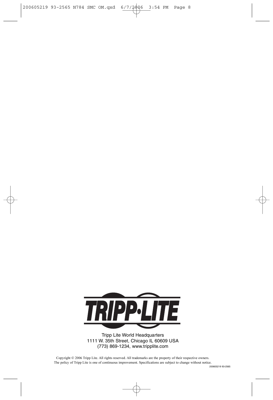Tripp Lite Media Converters N784-001-SC User Manual | Page 8 / 8