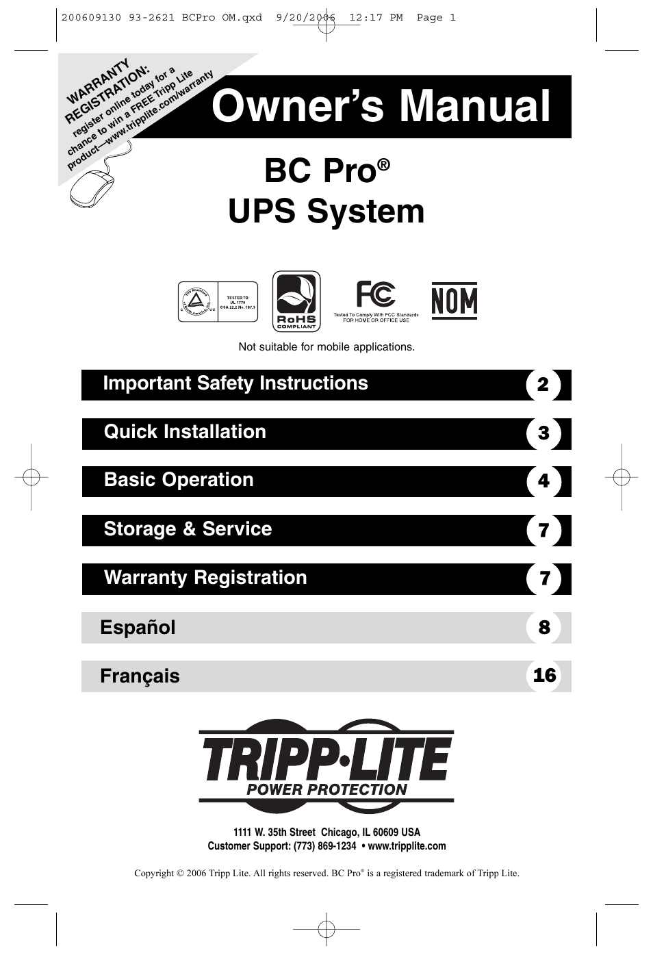 Tripp Lite Keyspan TuneView BC Pro User Manual | 8 pages