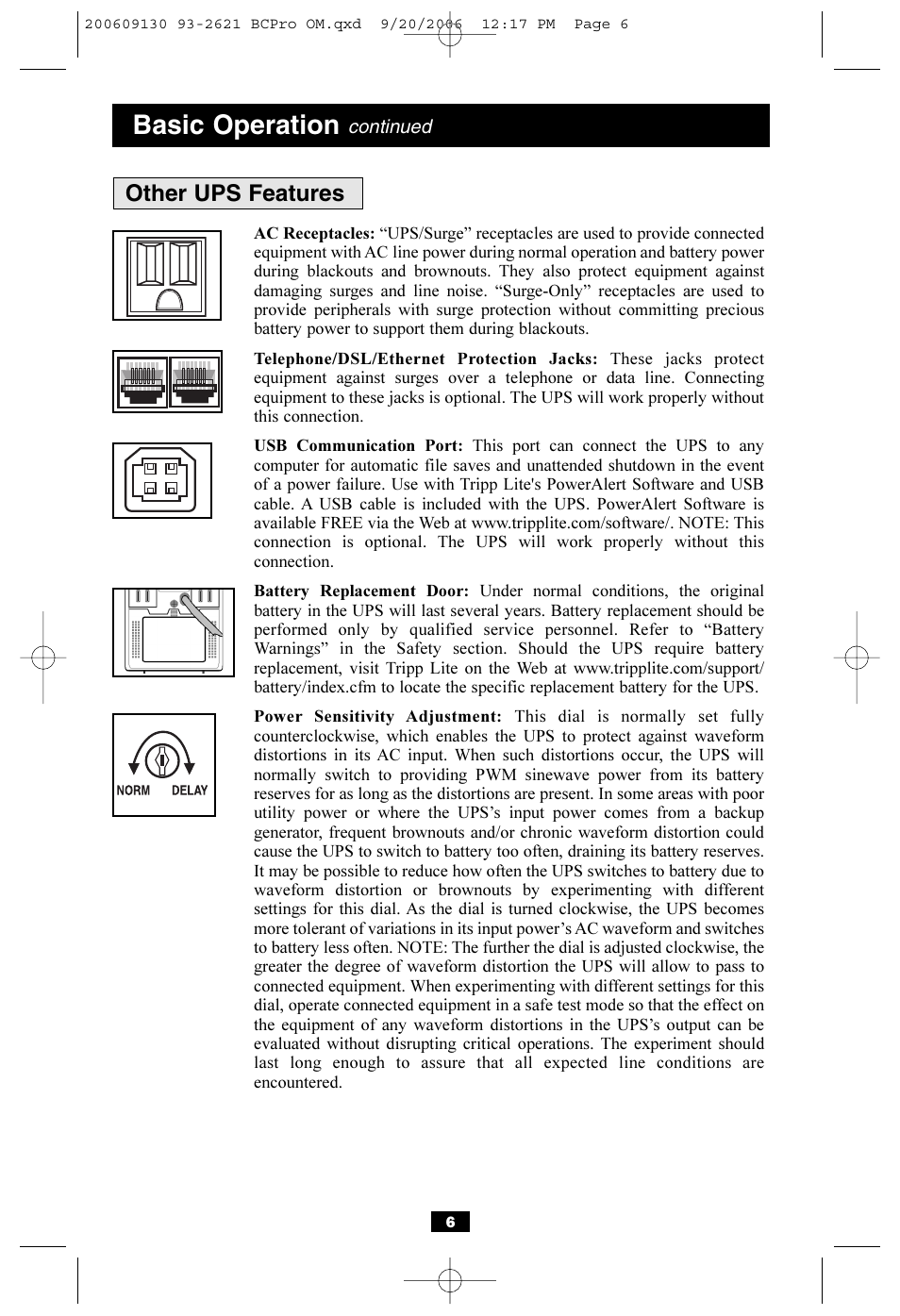 Basic operation, Other ups features | Tripp Lite Keyspan TuneView BC Pro User Manual | Page 6 / 8