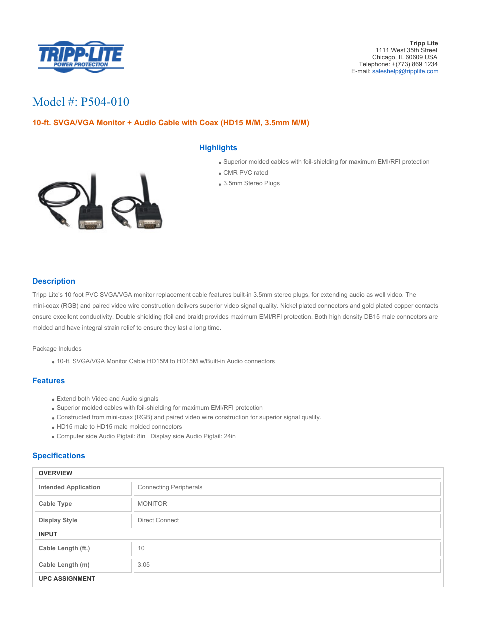Tripp Lite P504-025-P User Manual | 2 pages