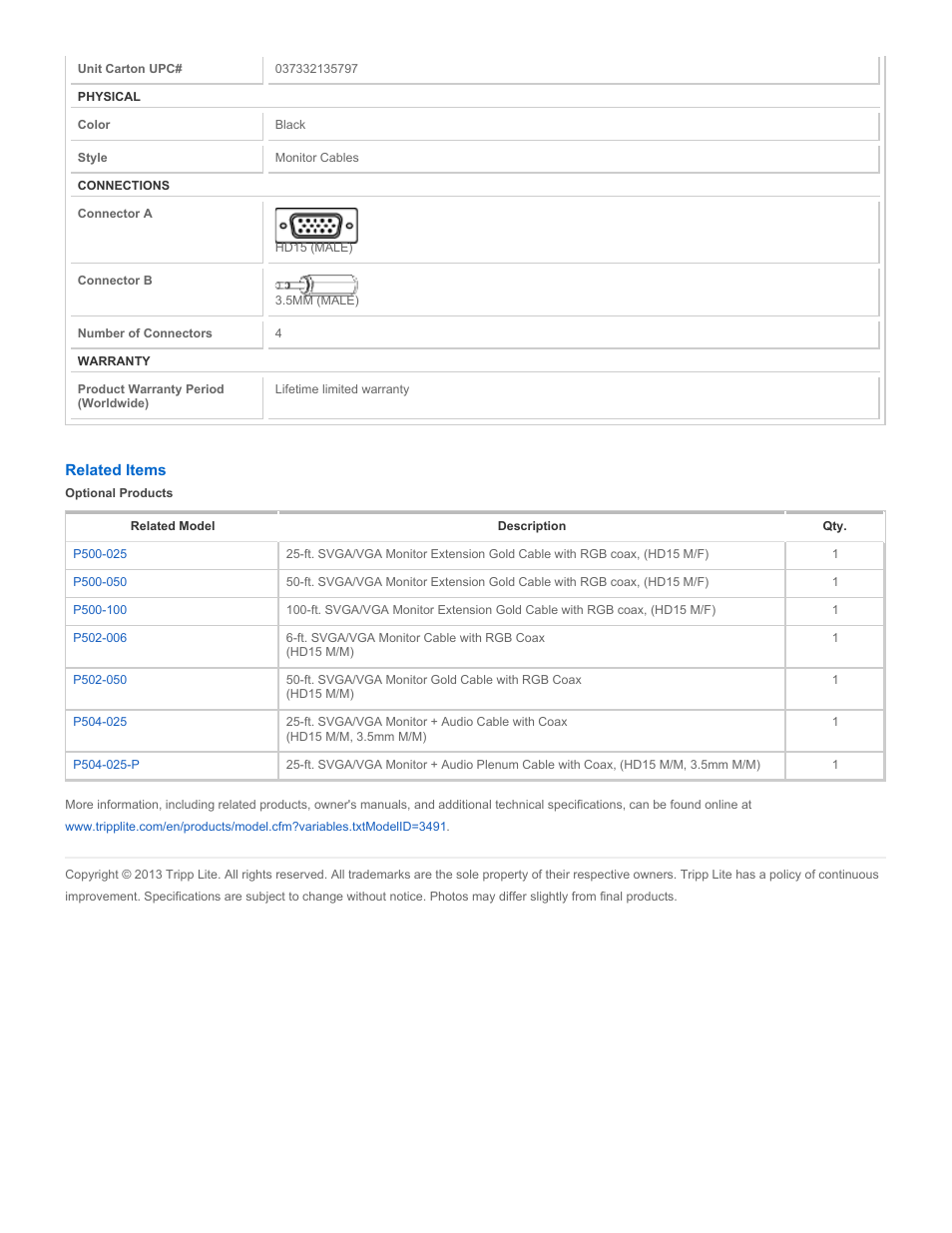 Tripp Lite P504-025-P User Manual | Page 2 / 2