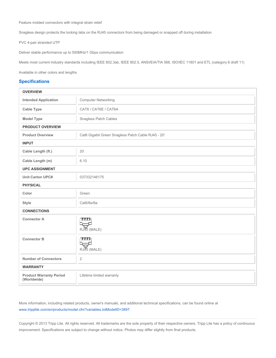 Tripp Lite N201-020-GN User Manual | Page 2 / 2