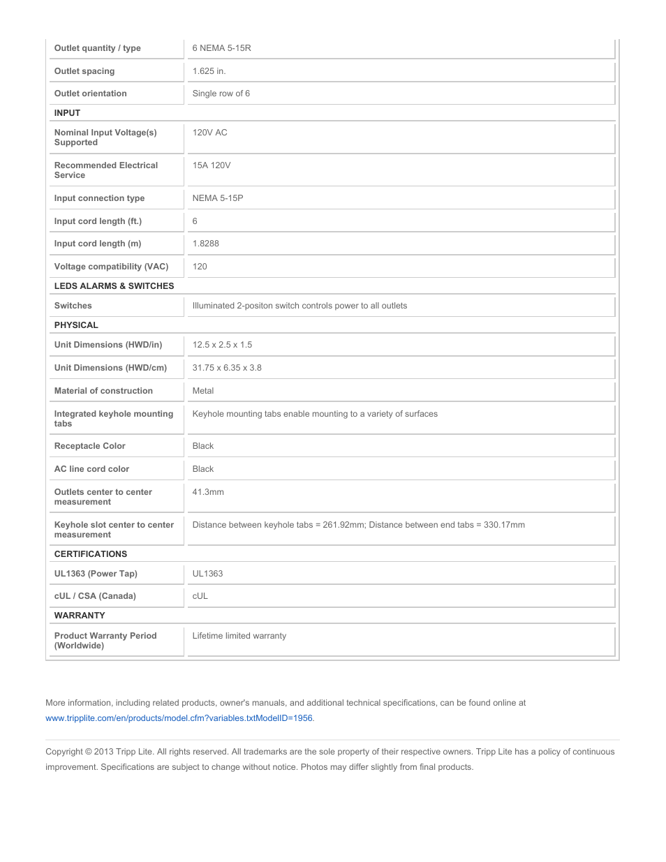 Tripp Lite 6SP User Manual | Page 2 / 2